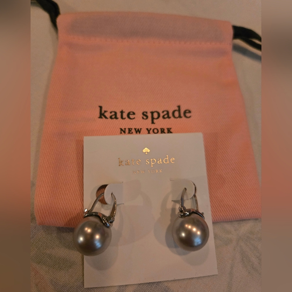 Kate Spade Silver Pearl Drop Earrings
